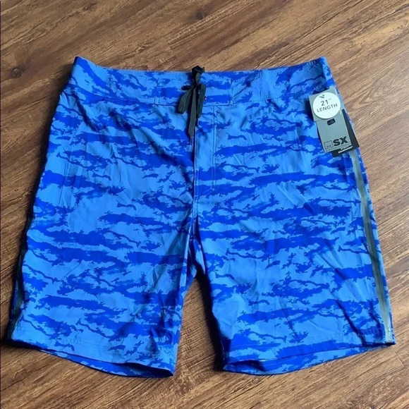 MSX Strahan Blue Camo Board Shorts Swim Trunks Size 38 XL New - Picture 1 of 11
